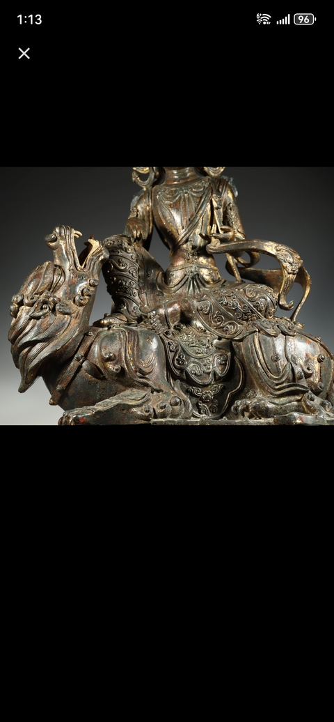 古玩銅器銅文殊菩薩真品鑒賞圖