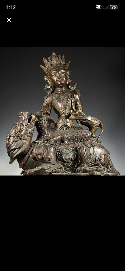 古玩銅器銅文殊菩薩真品鑒賞圖