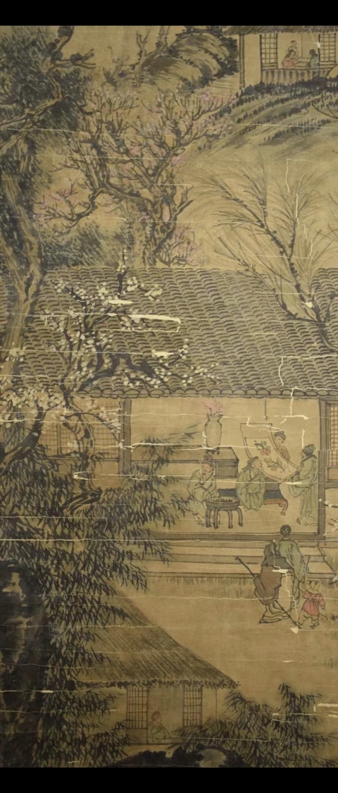 古玩字畫金廷標(biāo)款山水人物真品鑒賞圖