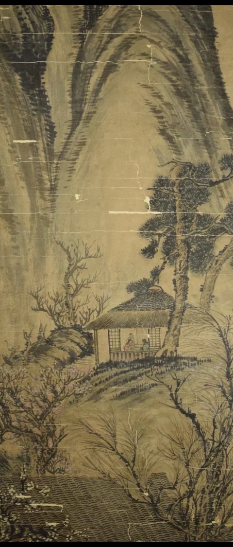 古玩字畫金廷標(biāo)款山水人物真品鑒賞圖