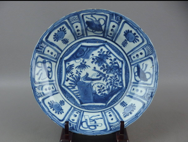 古玩陶瓷花鳥紋青花盤真品鑒賞圖