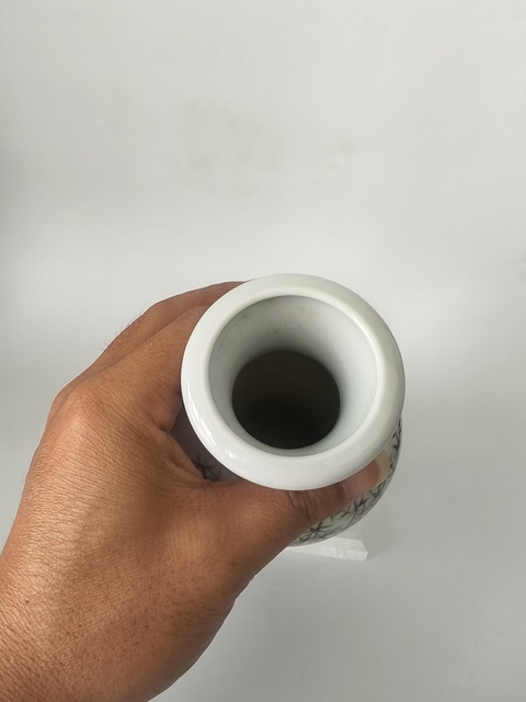 古玩陶瓷粉彩竹子花卉紋盤口瓶真品鑒賞圖