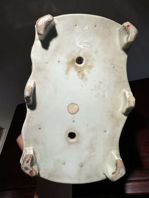 古玩陶瓷粉彩花鳥海棠型花盆真品鑒賞圖