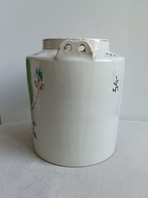 古玩陶瓷粉彩柳樹花鳥紋提梁壺真品鑒賞圖