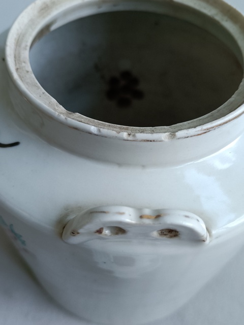 古玩陶瓷粉彩柳樹花鳥紋提梁壺真品鑒賞圖