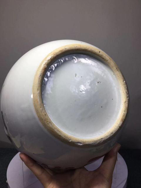 古玩陶瓷人物紋粉彩西瓜罐真品鑒賞圖