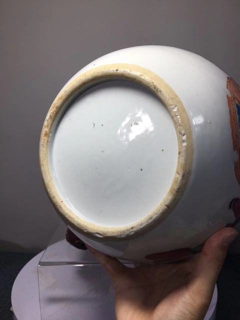 古玩陶瓷人物紋粉彩西瓜罐真品鑒賞圖