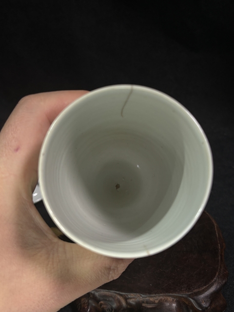 古玩陶瓷淺絳彩花果紋勝利蓋杯真品鑒賞圖