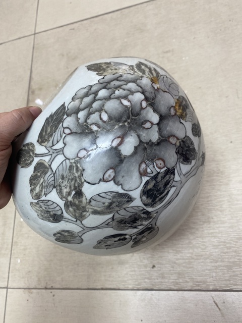 古玩陶瓷花鳥紋墨彩西瓜罐真品鑒賞圖