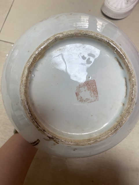 古玩陶瓷花鳥紋墨彩西瓜罐真品鑒賞圖