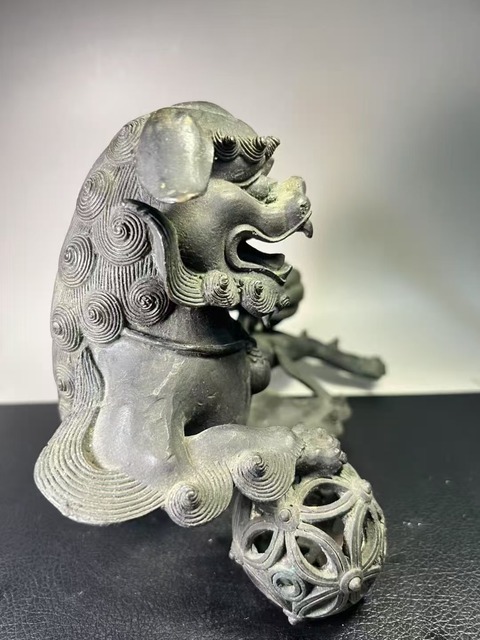 古玩銅器銅獅子真品鑒賞圖