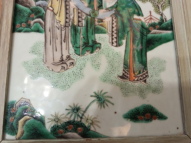 古玩陶瓷五彩三星人物瓷板真品鑒賞圖