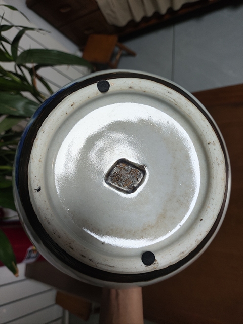 古玩陶瓷青花教子圖人物紋罐真品鑒賞圖