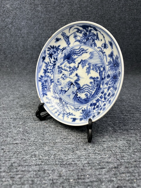 古玩陶瓷青花鸞鳳和鳴紋盤真品鑒賞圖