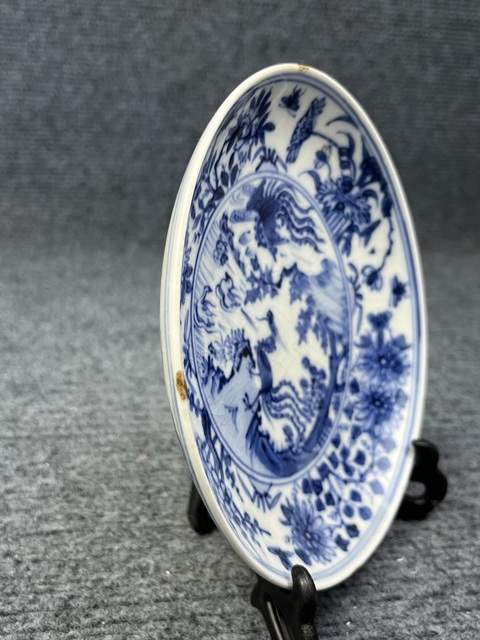 古玩陶瓷青花鸞鳳和鳴紋盤真品鑒賞圖