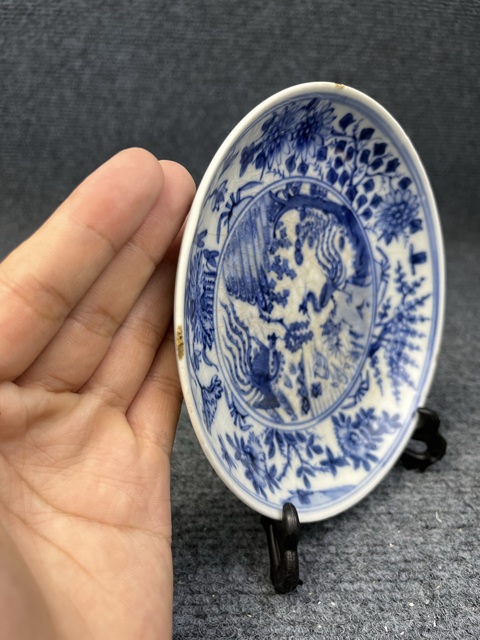 古玩陶瓷花鳥紋青花盤拍賣,當前價格788元