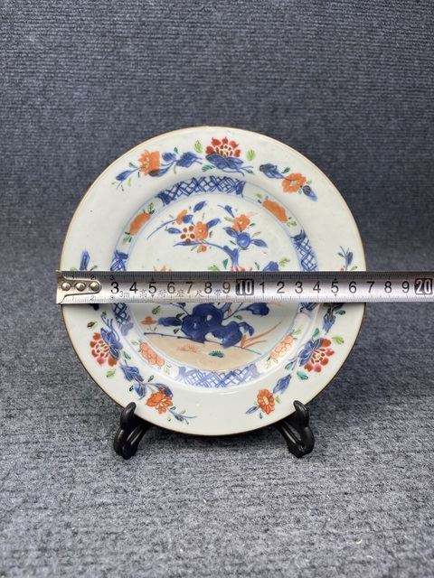 古玩陶瓷青花加彩洞石花卉紋盤真品鑒賞圖