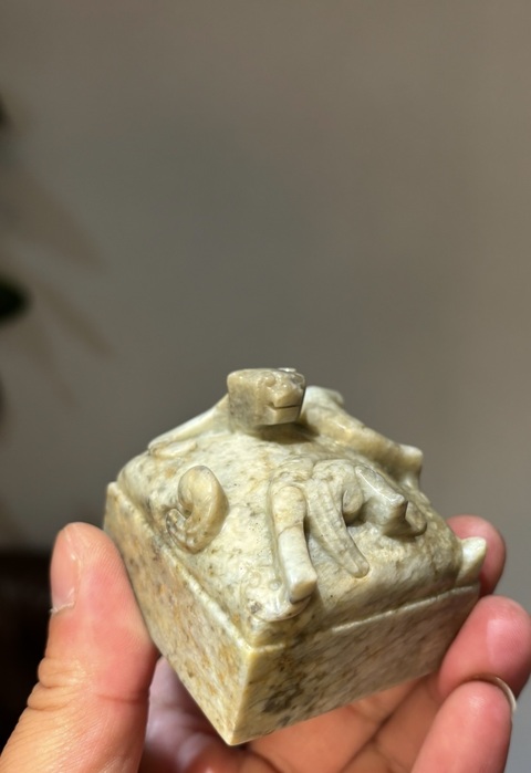 古玩玉器螭龍首玉印真品鑒賞圖