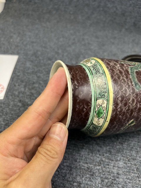 古玩陶瓷素三彩鳳紋筒瓶拍賣，當前價格7988元