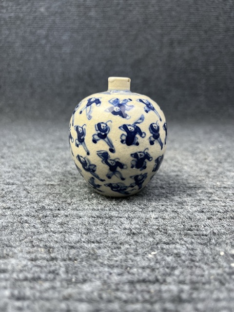 古玩陶瓷青花嬰戲紋罐拍賣,當前價格3888元