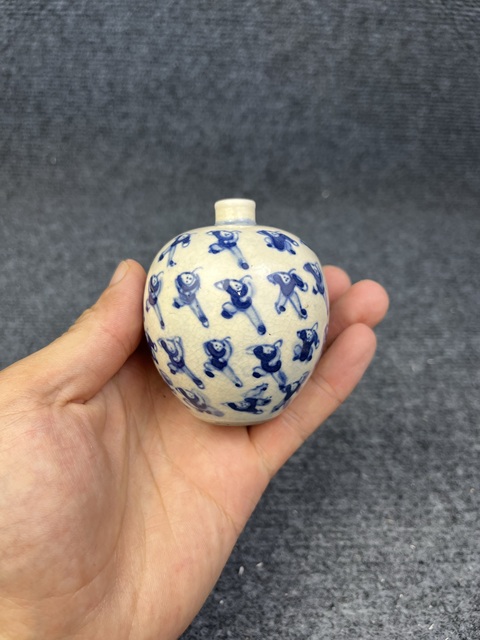 古玩陶瓷青花嬰戲紋罐拍賣,當前價格3888元