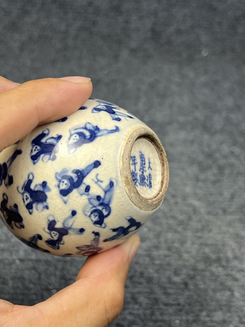 古玩陶瓷青花嬰戲紋罐拍賣,當前價格3888元