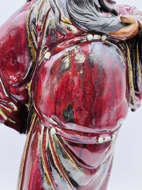 古玩陶瓷石灣窯變關公造像真品鑒賞圖