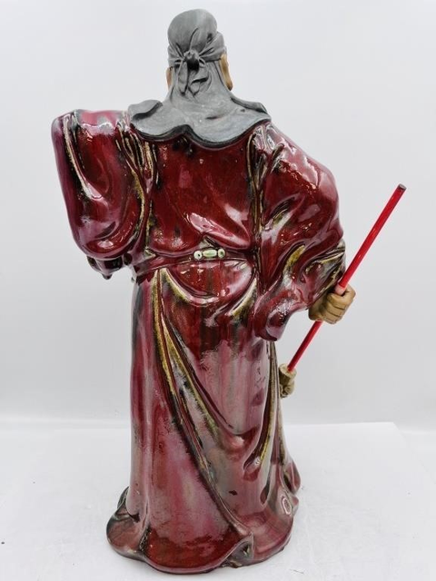 古玩陶瓷石灣窯變關公造像真品鑒賞圖
