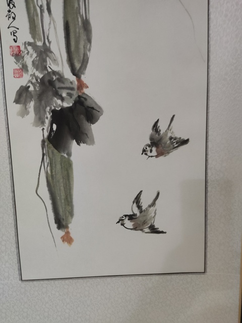 古玩字畫原裝原裱河南名家謝英慧 瓜雀圖拍賣，當前價格10元