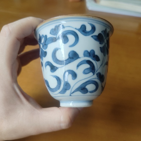 古玩陶瓷清康熙 青花花卉紋杯真品鑒賞圖