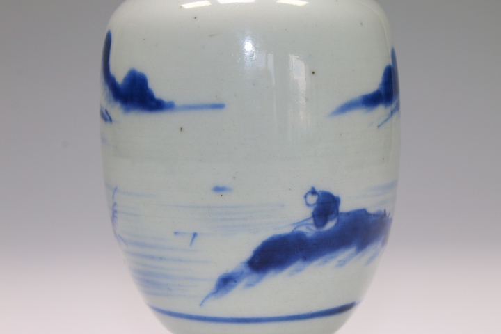 古玩陶瓷清雍正·青花山水風景圖撇口瓶拍賣,當前價格1884元