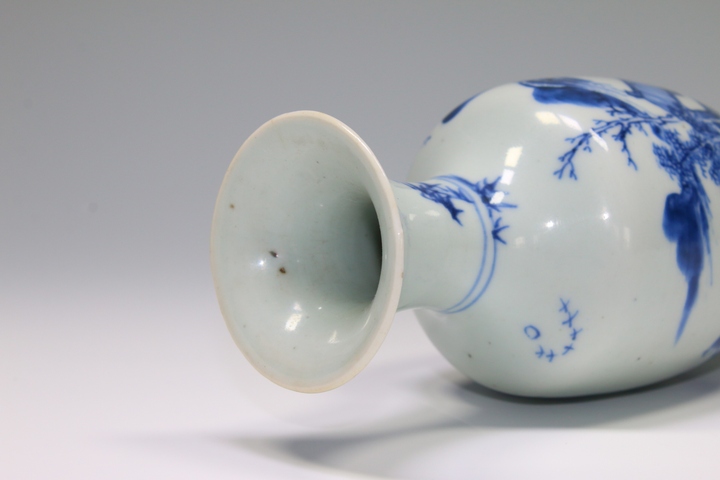 古玩陶瓷清雍正·青花山水風景圖撇口瓶拍賣,當前價格1884元
