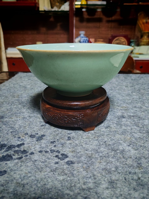 古玩陶瓷豆青釉碗(清道光)拍賣,當前價格785元