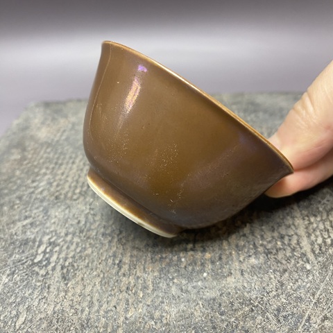 古玩陶瓷清雍正·博古花卉·外紫金釉內(nèi)粉彩杯拍賣，當(dāng)前價格1200元