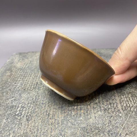 古玩陶瓷清雍正·博古花卉·外紫金釉內(nèi)粉彩杯拍賣，當(dāng)前價格1200元