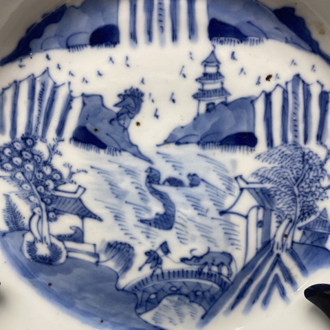 古玩陶瓷清中晚期·漁樵耕讀·青花洗拍賣,當前價格2900元