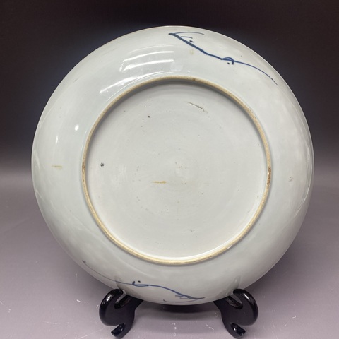 古玩陶瓷清康熙·雙犄牡丹·青花盤拍賣，當前價格3500元