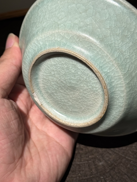 古玩陶瓷龍泉青瓷冰片紋水洗真品鑒賞圖