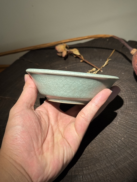 古玩陶瓷龍泉青瓷冰片紋水洗真品鑒賞圖