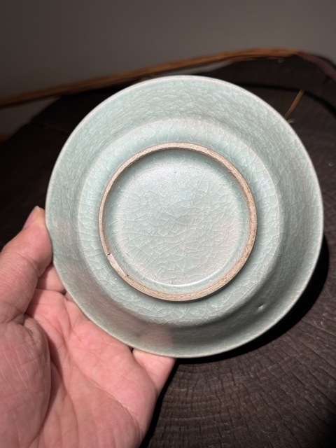 古玩陶瓷龍泉青瓷冰片紋水洗真品鑒賞圖