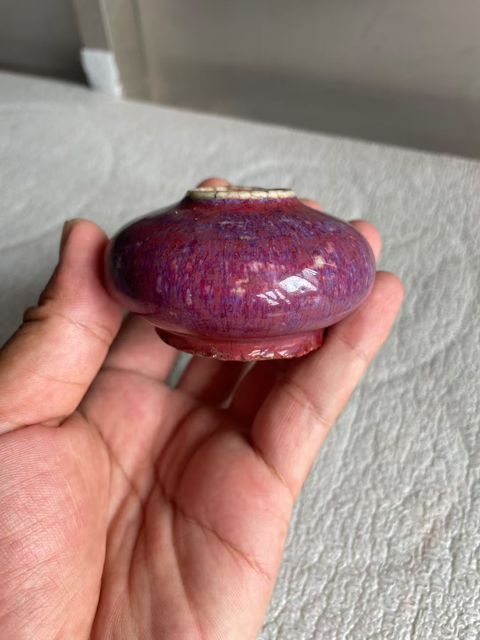 古玩陶瓷窯變釉水盂真品鑒賞圖