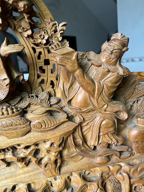 古玩雜項桃園三結義木雕真品鑒賞圖