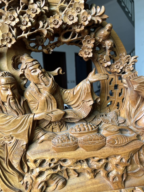 古玩雜項桃園三結義木雕真品鑒賞圖