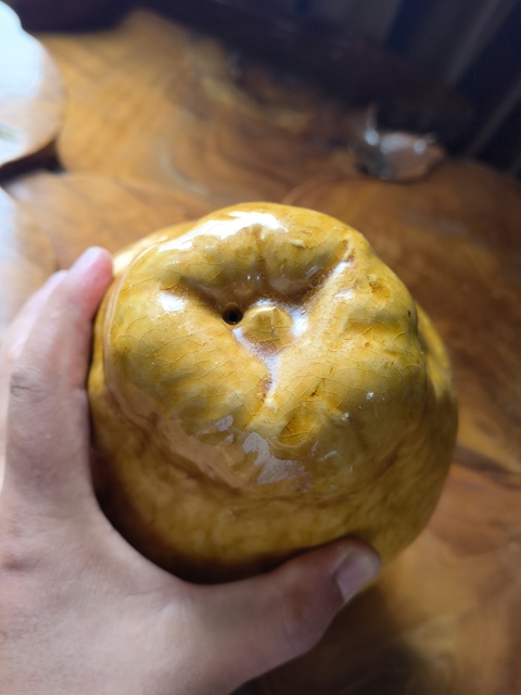 古玩陶瓷黃釉像生瓷真品鑒賞圖