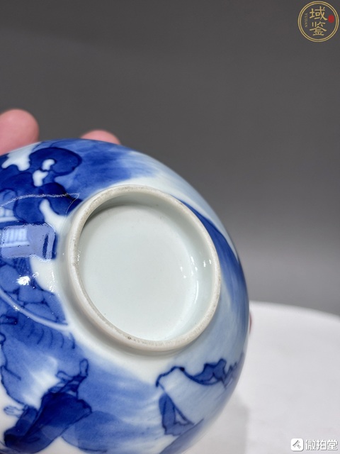 古玩陶瓷人物紋青花茶圓真品鑒賞圖