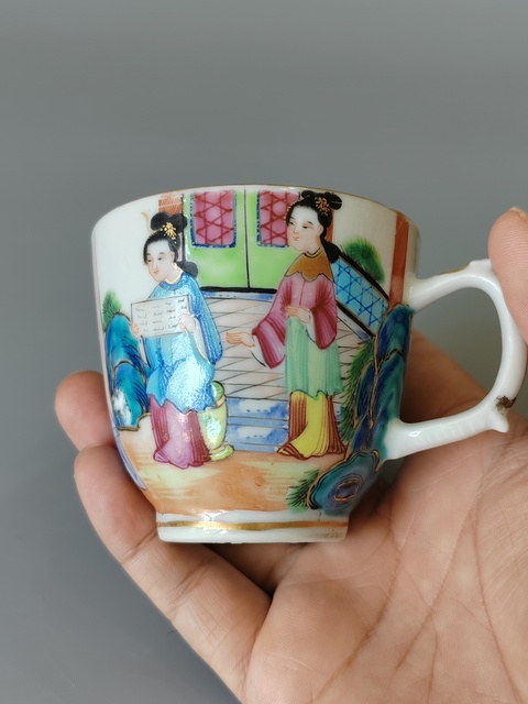 古玩陶瓷紅樓夢廣彩人物故事把杯·精品拍賣,當前價格1880元
