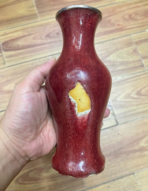 古玩陶瓷郎紅釉觀音瓶真品鑒賞圖