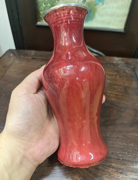 古玩陶瓷郎紅釉觀音瓶真品鑒賞圖