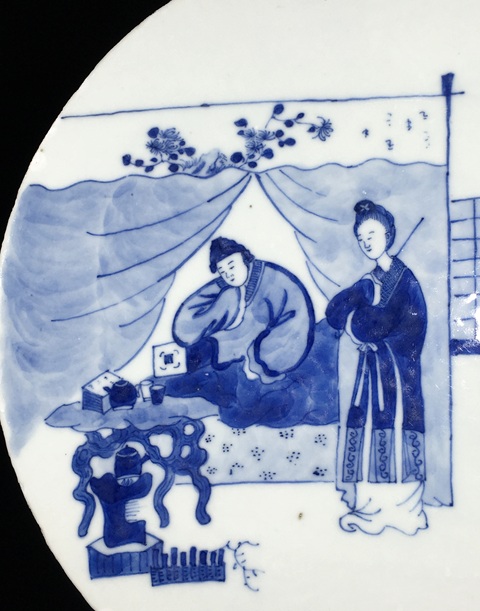 古玩陶瓷人物紋青花瓷板畫真品鑒賞圖