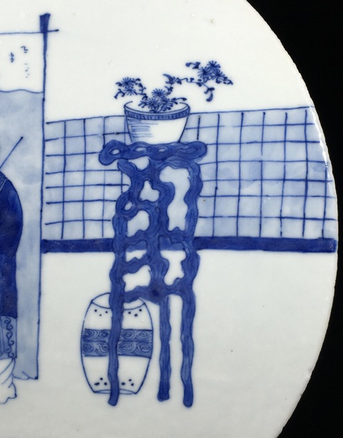 古玩陶瓷人物紋青花瓷板畫真品鑒賞圖